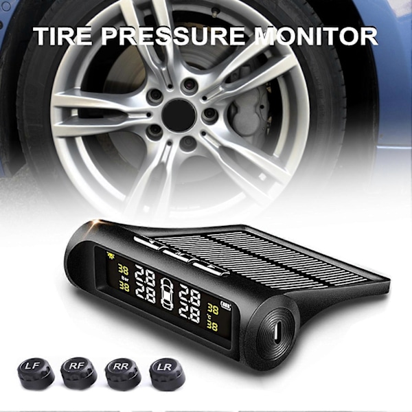 TPMS-monitor Trådlös Solenergi ABS Professionell Billarmsäkerhet Däcktryckskontrollsystem för Motorcykel