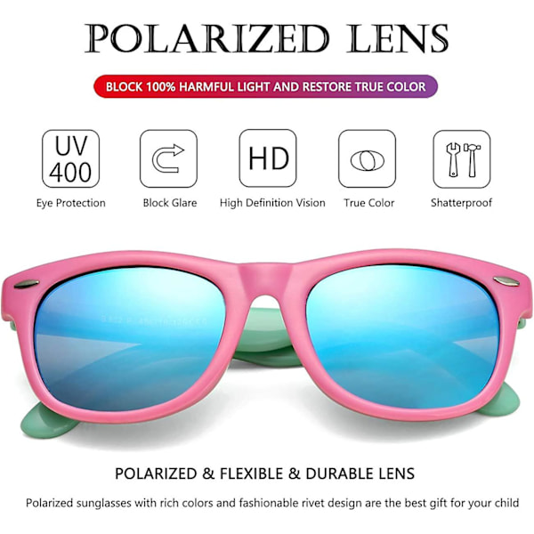 Ubiuo Polariserade Solglasögon för Barn Pojkar Flickor Ålder 2-9, Tpee Gummi Flexibel Ram med 100% UV-Skyddande Lins
