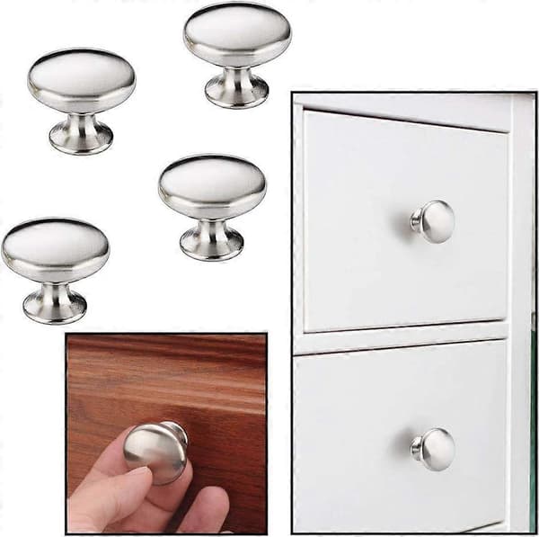 Sæt med 8 møbelgreb, zinklegering, 30 mm, sølvfarvet