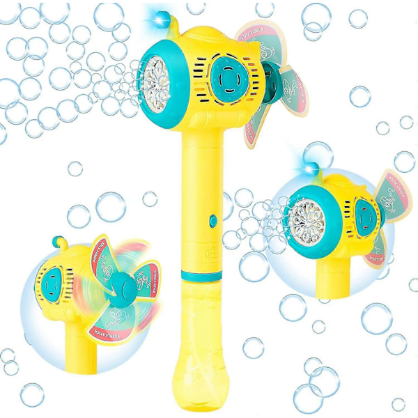 Bubbelmaskin med stavar för barn, automatisk bubbelmaskin med ljus, fantasifull bubbelstav, utomhusleksaker, födelsedagspresenter