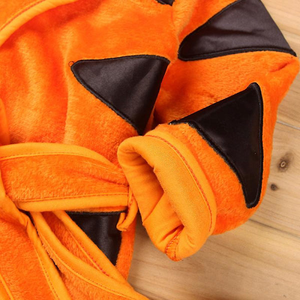 Lasten Poika Tyttö Hupullinen Fleece Kylpytakki Mekko Yöasut Pyjama orange color 130