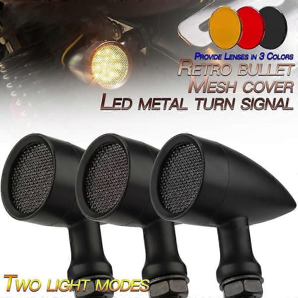10mm Motorcykel Retro LED Blinkers Bromsljus Mesh Lins för Chopper