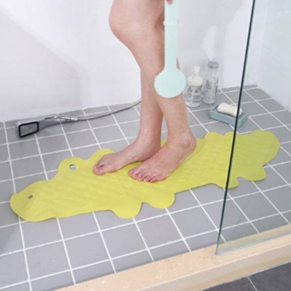 Skridsikker Bademåtte Børn Anti-skrid Badekar Måtte Brusemåtte Børn, blød Gummi, Maskinvaskbar, krokodillemønster 95cm*34.5cm Wuqx