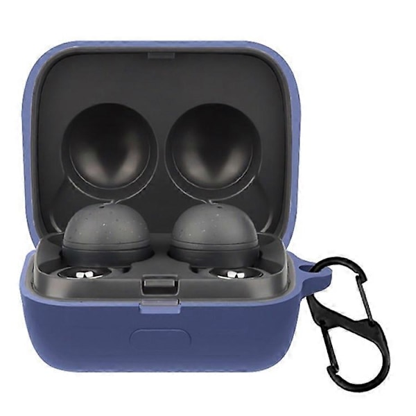 Yhteensopiva Sony LinkBuds -kuulokkeiden silikonikotelon kanssa, yksivärinen nappikuulokkeiden latauskotelon suojus soljella DarkBlue