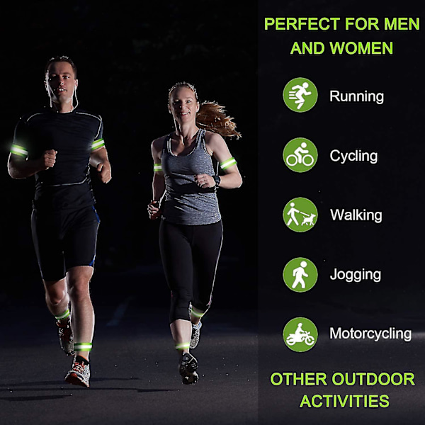 4 Stycken Reflexband Hög Synlighet Reflexband Reflexremmar Tejp Armband Reflexutrustning för Kvinnor Män Löpning Cykling Promenader