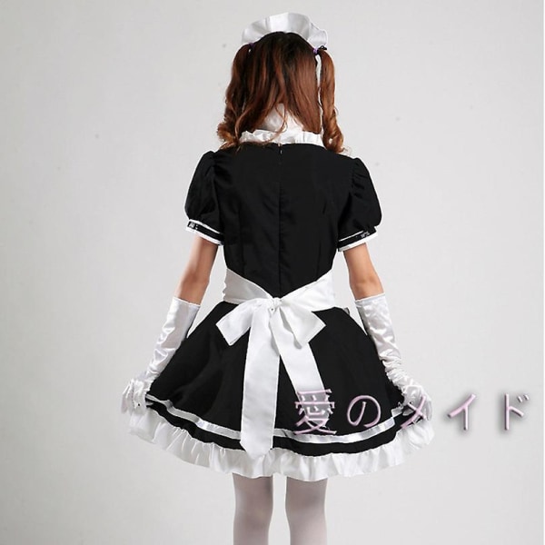 Svart Vit Lolit Maid Dress Cosplay Restaurang Anime Performance Grönt Puder Himmelblå Kvinnors flickedräkter Kul hemma Green L