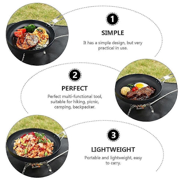 1 stk. Non-stick stegepande udendørs campinggryder jernkasserolle foldbar kogegryde