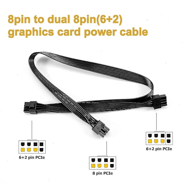 PCI-E 8-nastainen - kaksois 8-nastainen (6+2-nastainen) virtalähdekaapeli V Gold -sarjan V750 V650 V550 modulaarisille virtalähteille