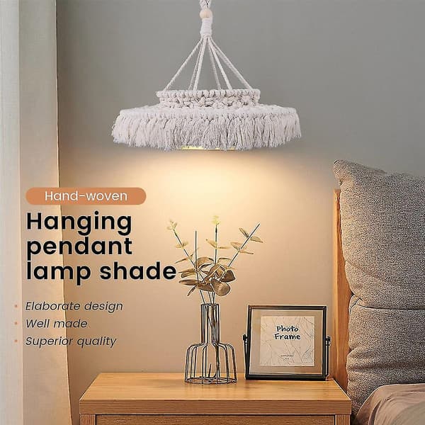 Makramé Lampskärm Boho Hängande Taklampa Modern Kontor Sovrum Vardagsrum Barnrum Bohem