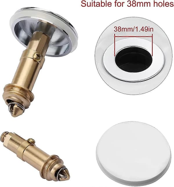 Pop-up afløb til køkkenvask, badeværelse, håndvask, badekar, massivt forkromet messing, 38 mm