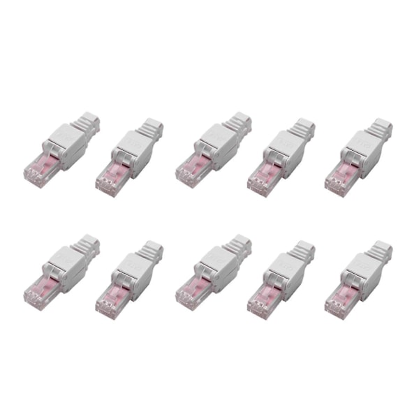 10 x Nettverkskoblinger Verktøyfri RJ45 CAT6 LAN UTP Kabelplugg