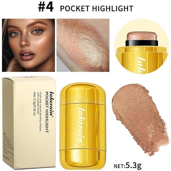 Face Glow Highlighter Stick - Dugfrisk Creme Highlighter Stick, Dugfrisk Glød Ansigtshighlighter, Lomme Highlighter Stick Color 04