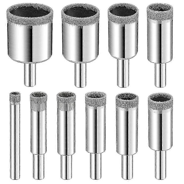 Diamantborrset, 10 st Diamant Hålsåg Set, Glasborr för Keramikplattor Porslin Mar