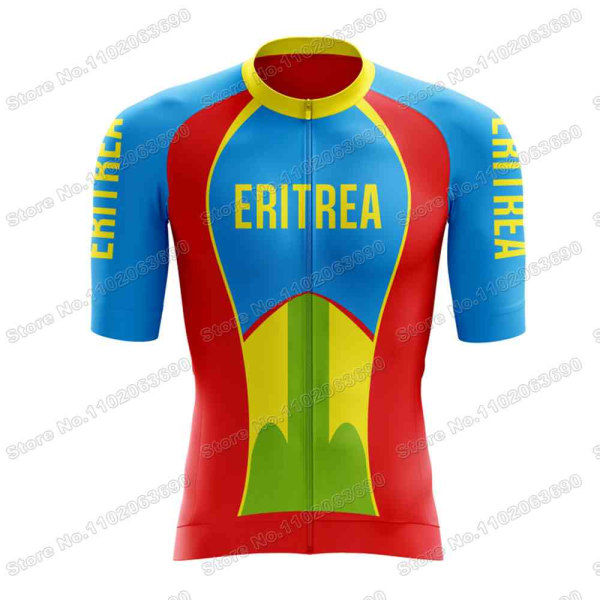 Team Eritrea 2023 Cykeltröja Set Sommar Cykelkläder Herr Road Bike Shirts Kostym Cykel Bib Shorts MTB Riduniform 10 S