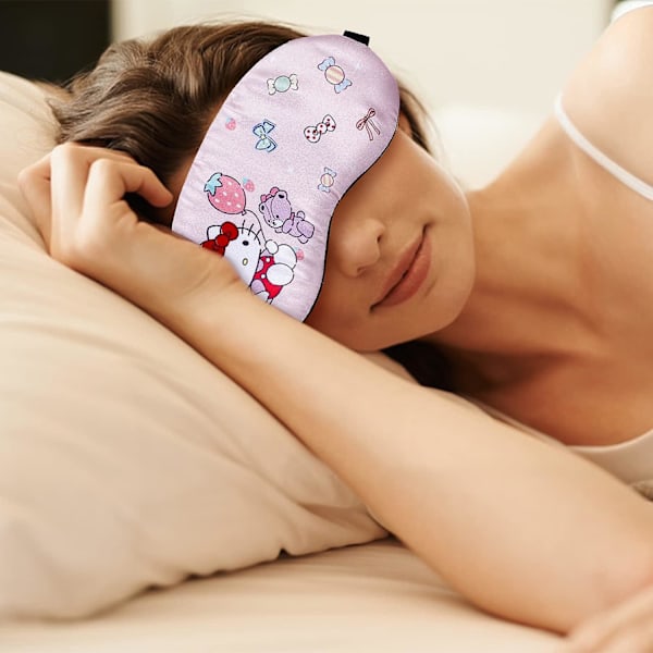 Tecknad Kattunge Sovmask Kitty Sovmask Ögonbindel För Sömn 100% Mörkläggande Ögonmask För Sömn, Nattbindel För Kvinnor Cin-1