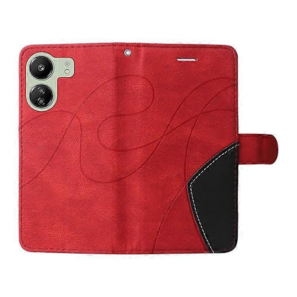 KT Leather Series-1 Yhteensopiva Xiaomi Redmi 13C / Poco C65 4G -puhelimen kanssa, nahkajäljitelmä, pudotussuoja Red