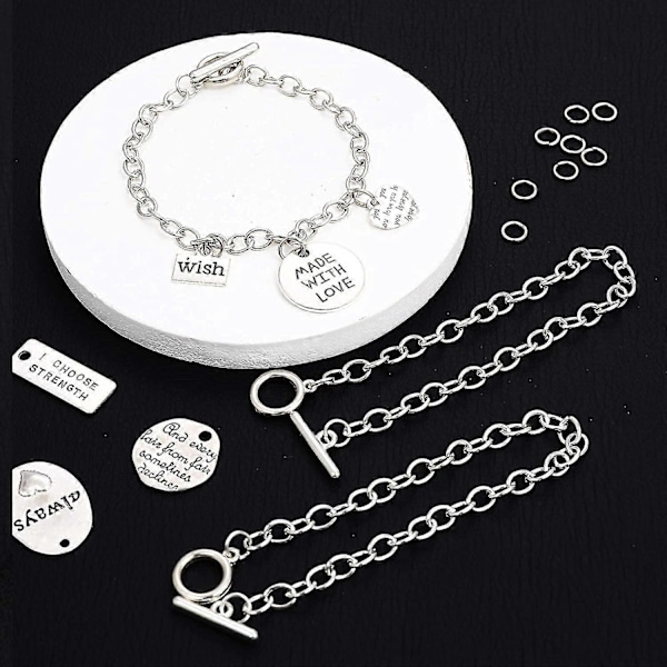 12 Stycken Kedjearmband Legering Metallpläterade Länkarmband Kedjor Med OT Toggle Lås För Män Kvinnor Charm Minimalistiska Smycken Armbandstillverkning