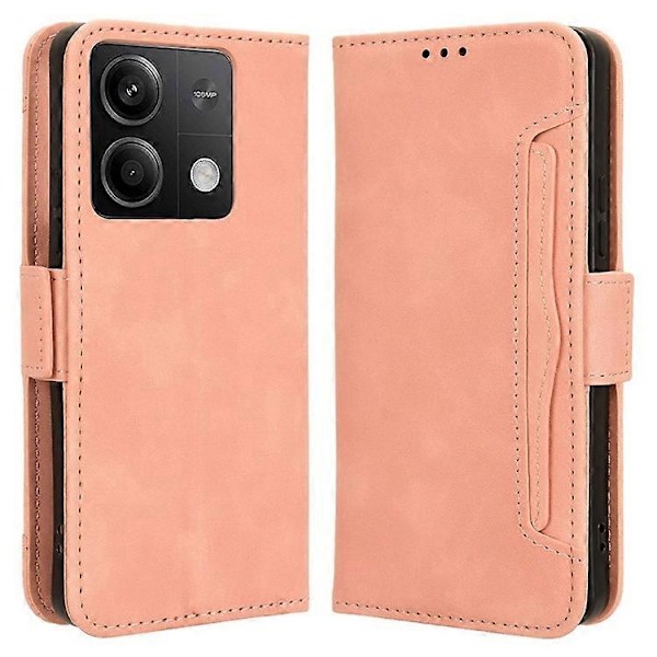 Kompatibelt Skal för Xiaomi Redmi Note 13 5G Slim-Fit PU Läder Telefonställ Plånboksfodral Pink
