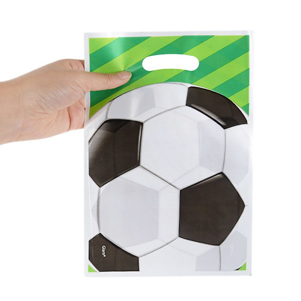 World Soccer Party Favors Taske Treat Candy Bags Goodie Bags til fødselsdag Fodbold Temafest Gaveposer med Twist Slips B01-6PCS