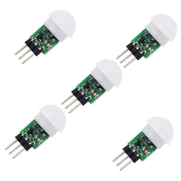 AM312 PIR-sensor, 5-pack PIR-rörelsesensor utomhus Mini Pyroelektrisk infraröd PIR mänsklig IR-sensor Mo