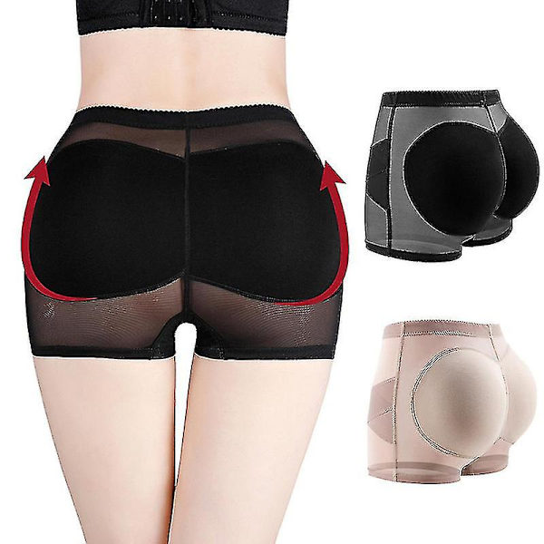 2kpl Naisten Butt Lifter Shaper Booty Enhancer Shortsit Vyöt Hip Enhancer Control Alusvaatteet black and skin XL