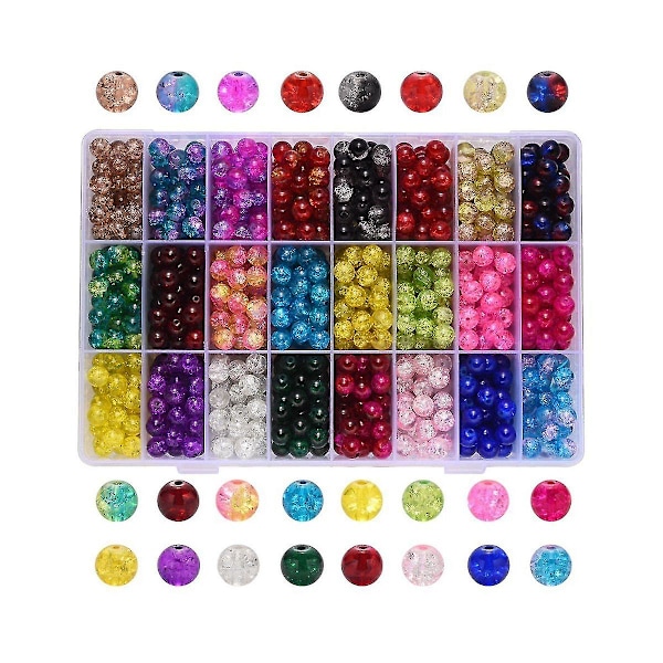 Crackle Handgjorda Runda Lösa Distanspärlor För Armband Halsband Smyckestillverkning 8mm