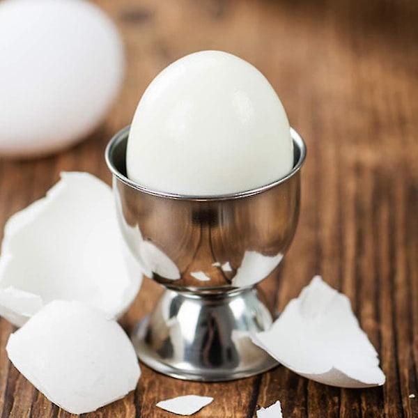 Eggkoppsett, eggkoppholder i rustfritt stål og dobbeltsidig egglokkåpner/knekker, stor påskeeggkopp av høy kvalitet