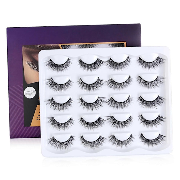10 Par Falske Øjenvipper Kunstigt Hår Volumen Krøllede Bløde Vippebånd Genanvendelige 3D Fake Lashes til Makeup