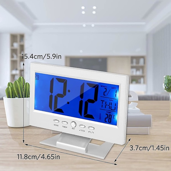 Digital Väckarklocka Morgonväckarklocka, LCD-display Väckarklocka, Tyst Digital Sängklocka Med Kalender Och Temperaturvisning För Hem Sovrum