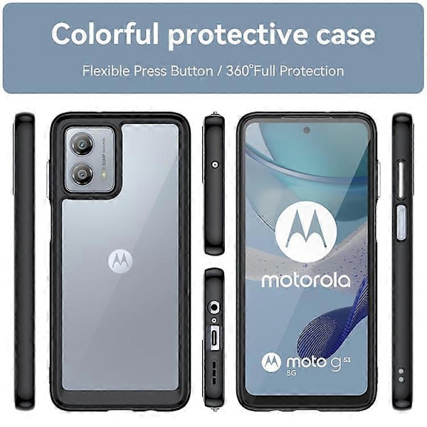 Kompatibel med Motorola Moto G53 5G Mobiltelefon Cover Anti-ridse TPU + Akryl Telefonetui Black