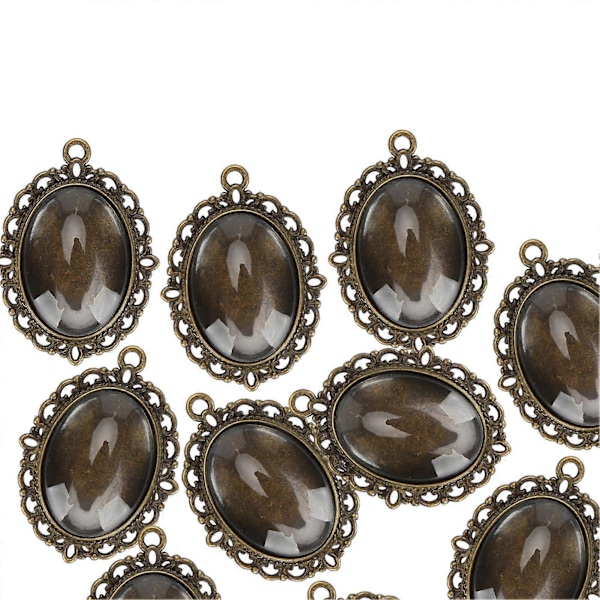 10 Set Glas Patch Hänge Ovala Brickor Glas Cabochon Klara Kupolplattor DIY Smyckesmaterial