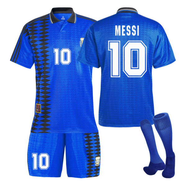 1994 Argentina fotbollsuniform Borta barn studentträning vuxen kostym NO.10 MESSI 16