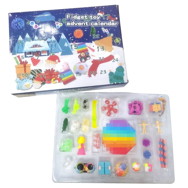 24 päivää / set Fidget Toys Joulun adventtikalenteripaketti Stressintorjuntalelusarja Stress relief Figet-leluverholaatikko Lasten joululahja style 13