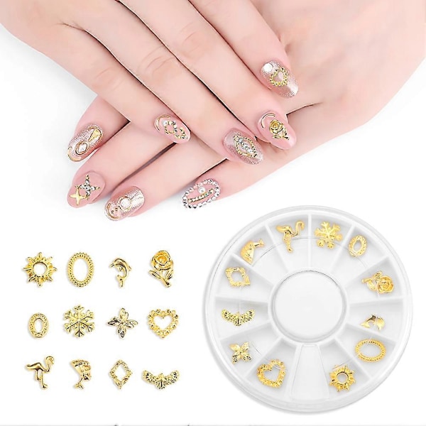 1 Ask Nagelkonst Dekoration Naglar Strass Manikyr DIY Tillbehör Verktyg (01Guld)