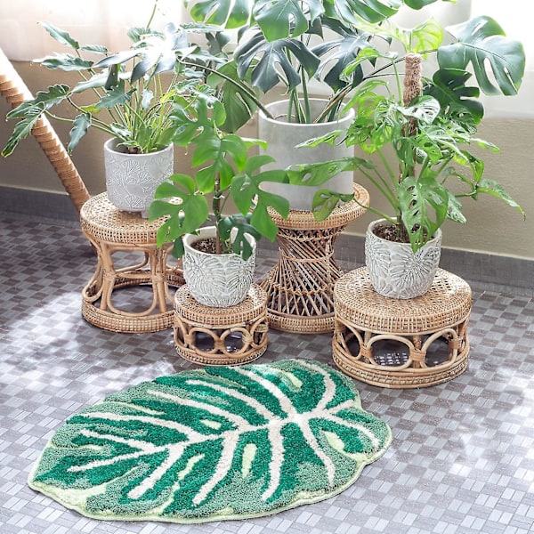 Tflycq Monstera Halkfri badmatta eller tuftad matta för kök | Planta lövformade barn husdjur