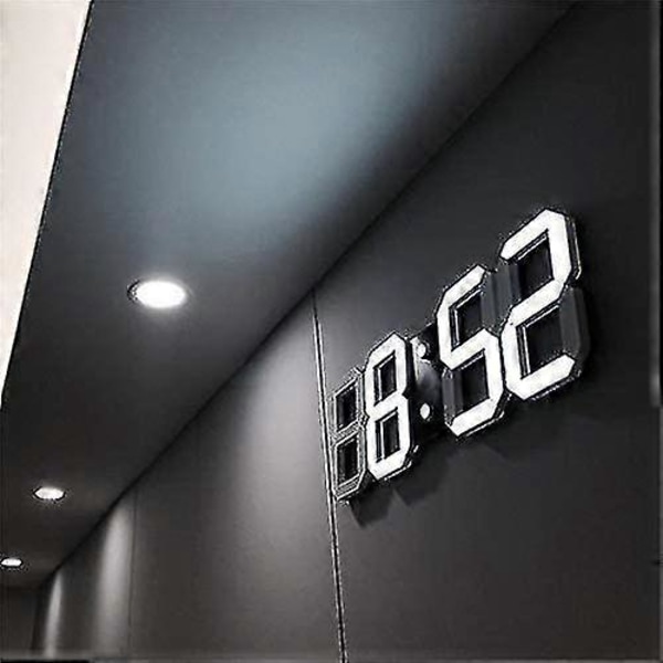 3D LED väggklocka, modern digital väckarklocka för hem, kök, kontor, sängbord, väggklocka, 24 eller 12 timmars visning - wtake