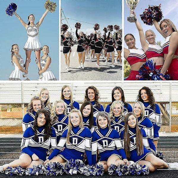 12 kpl Cheerleading Pom Pomit Sormiaukoilla Metallinhohtofolio Cheer Pom Pomit qyF TWO YBF