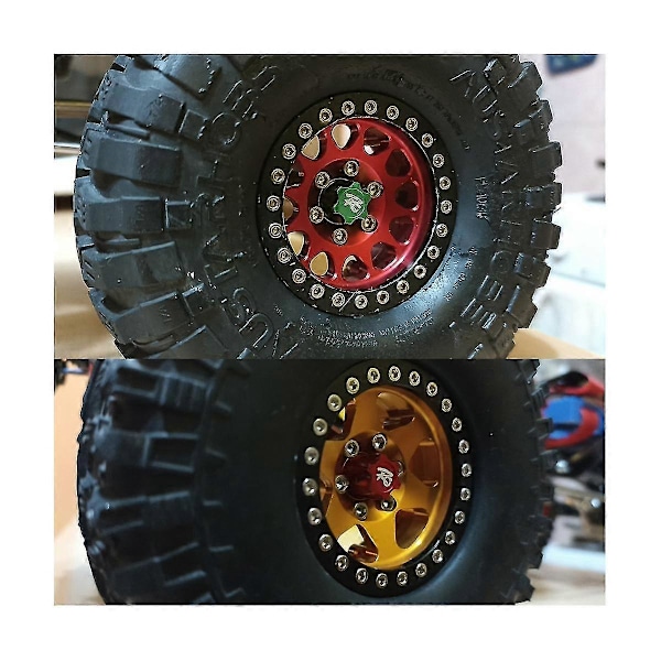 4 st Metallmutter Hjulfälghatt för 1/10 RC Crawlerbil Trx4 Trx6 D90 D110 Axial Scx10 Uppgradering