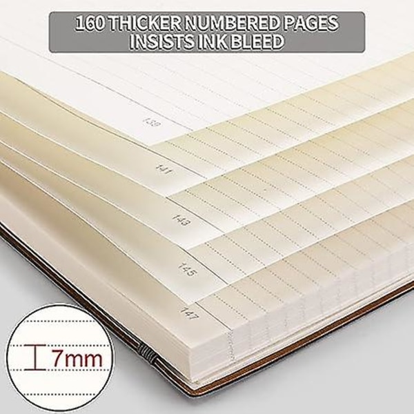 Linjerad Journal Anteckningsbok - 320 Numrerade Sidor Stor B5 Tjock Journal För Kvinnor, 100gsm Tjockt College Ruled Papper, Konstläder Mjukpärm, För Arbete Skola