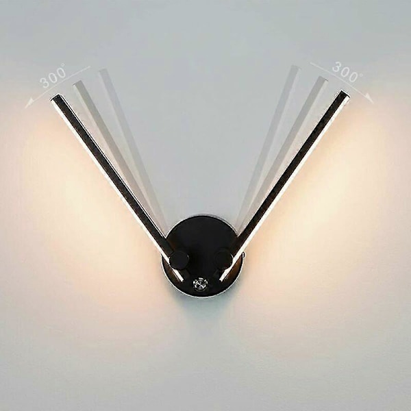 Badeværelsesvæglampe med kontakt, 2 pærer, 12w, LED til badeværelsesspejl 73cm, dobbelt LED-lys, justerbar arm 300 (sort 3000k)