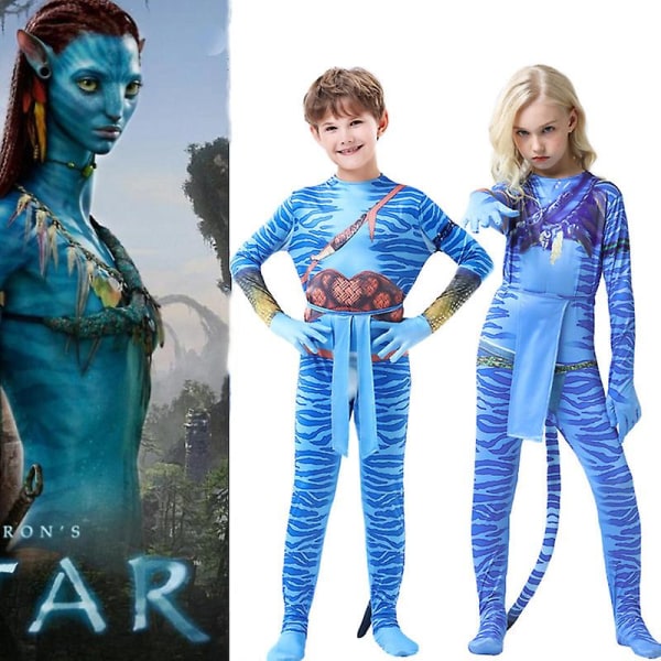 Halloween Cosplay Kostym Avatar Barnkläder Scen Superhjälte Na'vi Man Nettini Jack Sally Strumpbyxor i ett stycke Boy 120