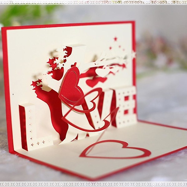 Luova Rakkaus Sydän Puu 3D Pop Up Paperi Onnittelukortti Juhla Syntymäpäivälahja Q