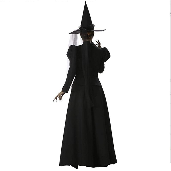 Carnival Halloween Lady Glamour Witch -asu Klassinen viktoriaaninen elegantti noita Cosplayn hieno juhlamekko Black 02 XXL