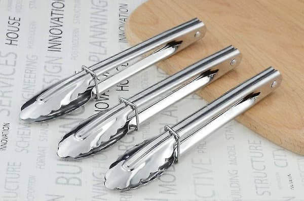 Mini serverings-tænger i rustfrit stål, små tænger (7 tommer, 3 stk.)
