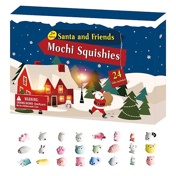 Jul adventskalender 2023 24 dagars nedräkning jultomten Söta djur Toy Blind Box Xmas Present