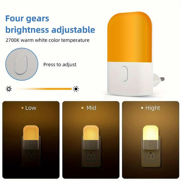 2-pack Plug-in Nattlampor, Varmvitt LED Nattljus med Smart Sensor för Sovrum Badrum Hall Trappor Kök