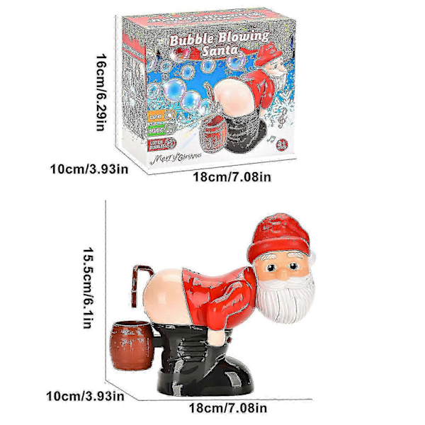 Rolig Jultomte Automatisk Fis-Bubbelmaskin Med Ljus & Musik
