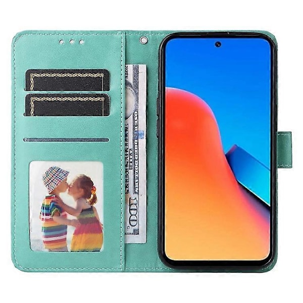 PU-nahkakotelo Xiaomi Redmi 12 4G -puhelimelle, auringonkukkakuvioitu lompakko naarmuuntumista estävä älypuhelinkotelo Green