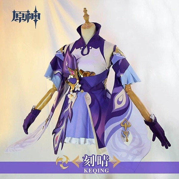 Peli Genshin Impact Keqing Cosplay Puvut Genshin Ke Qing Impact Halloween Cos Kengät Keqing Ponytails Mixed Purppura Cosplay Peruukki only wig 35