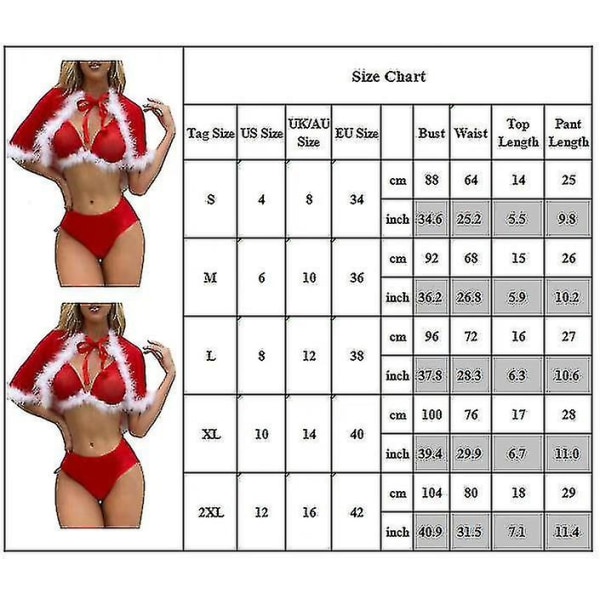 Christmas Lady Erotic Lingerie Sexy Bra Briefs Cape Set Yöasut L